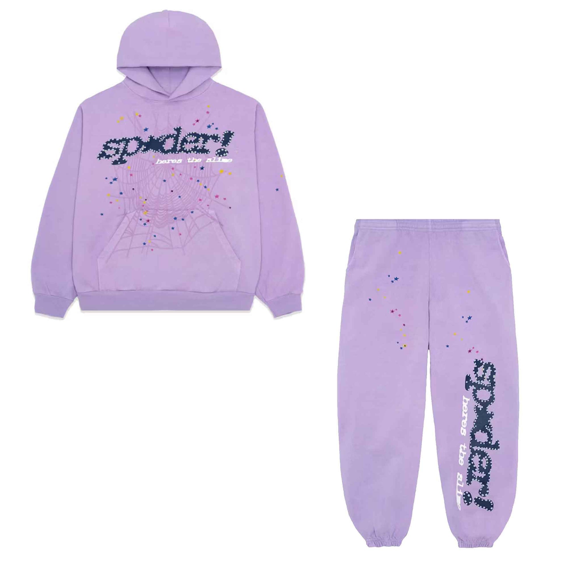 Sp5der Acai Sweatpant Suit Purple (Full Set)