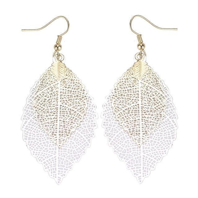 Rainbow Leaf Earrings Boho Dangle Filigree Lightweight