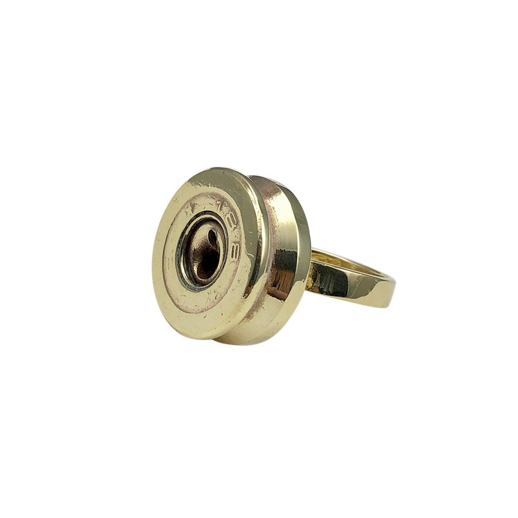 Recycled Bullet Ring Polished Brass From Reclaimed Bombshells Artisan Handcast