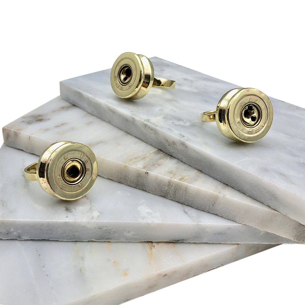 Recycled Bullet Ring Polished Brass From Reclaimed Bombshells Artisan Handcast