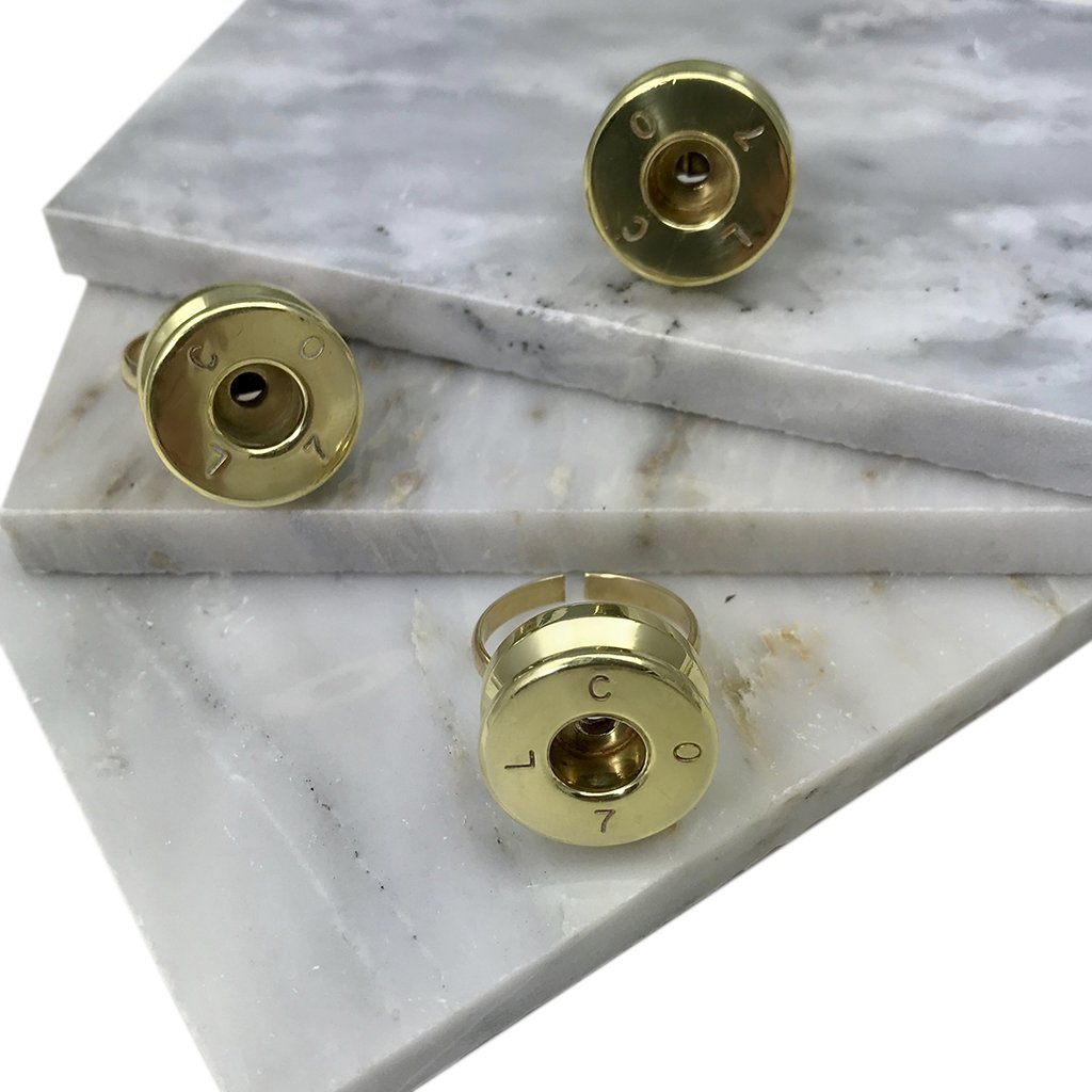 Recycled Bullet Ring Polished Brass From Reclaimed Bombshells Artisan Handcast