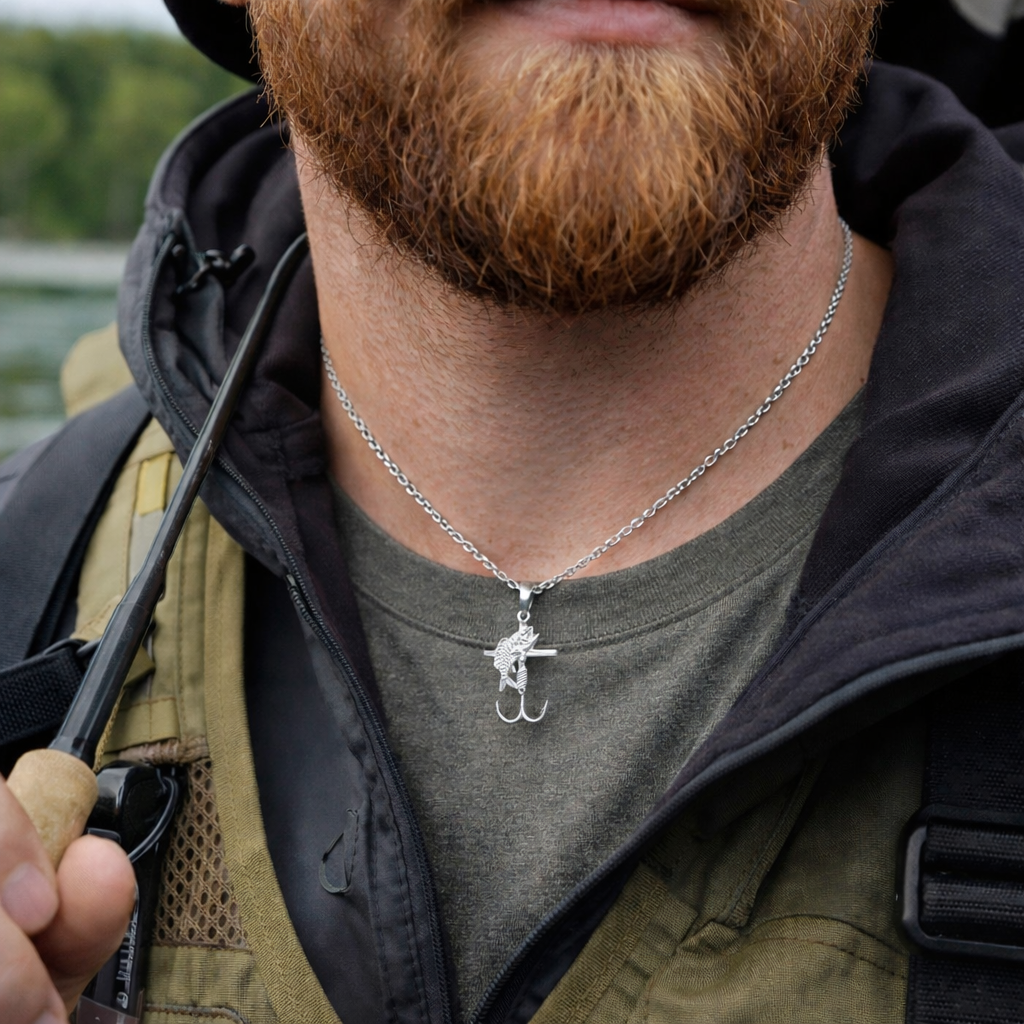 Fishing Hook Cross Necklace