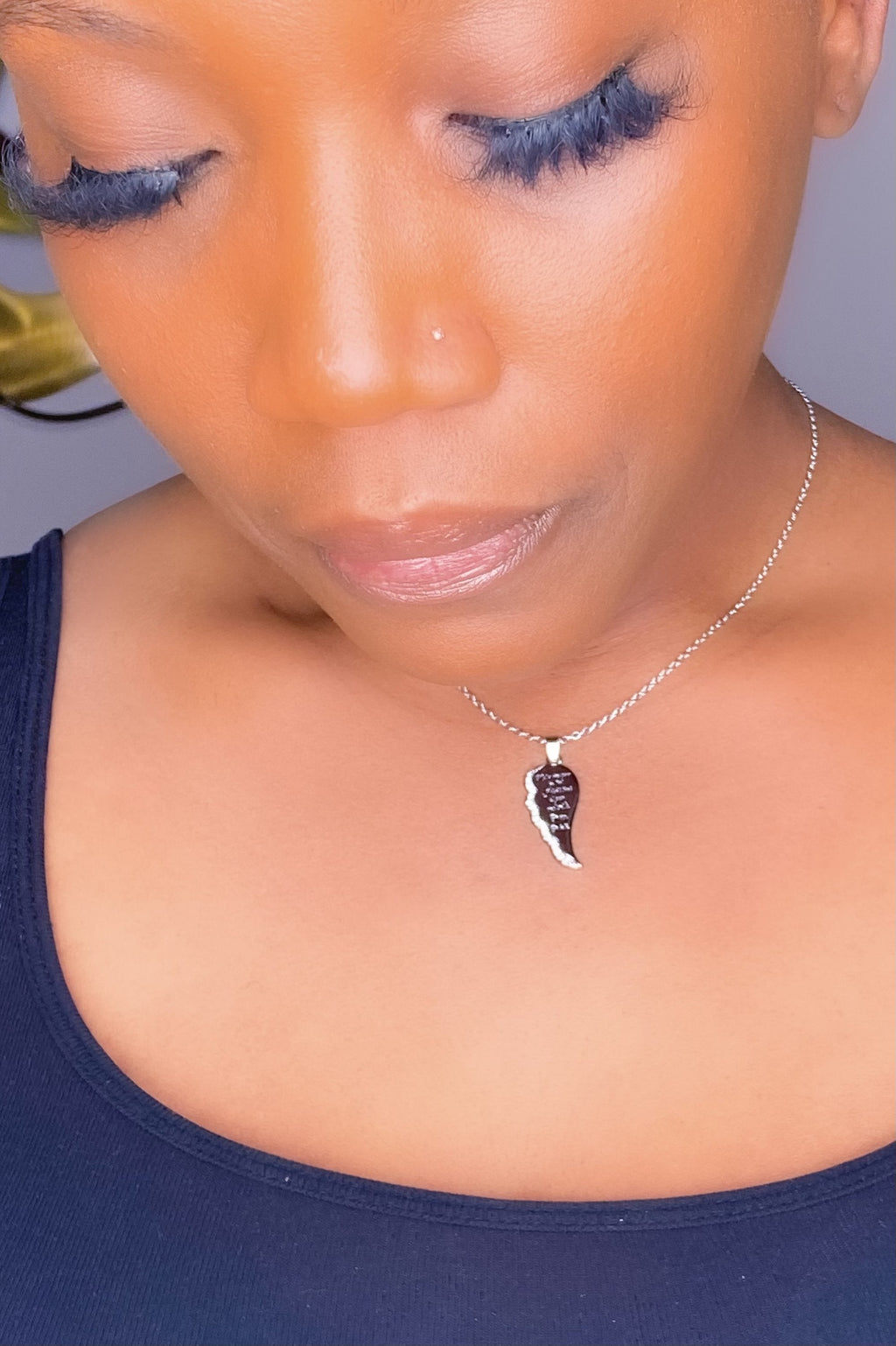 Remembrance Necklace Engraved Angel Wing Memorial Pendant