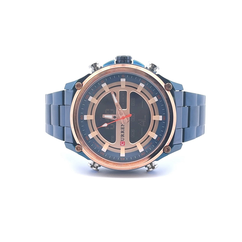 Rhodium Blue Stainless Steel Iced Out Chronograph Watch