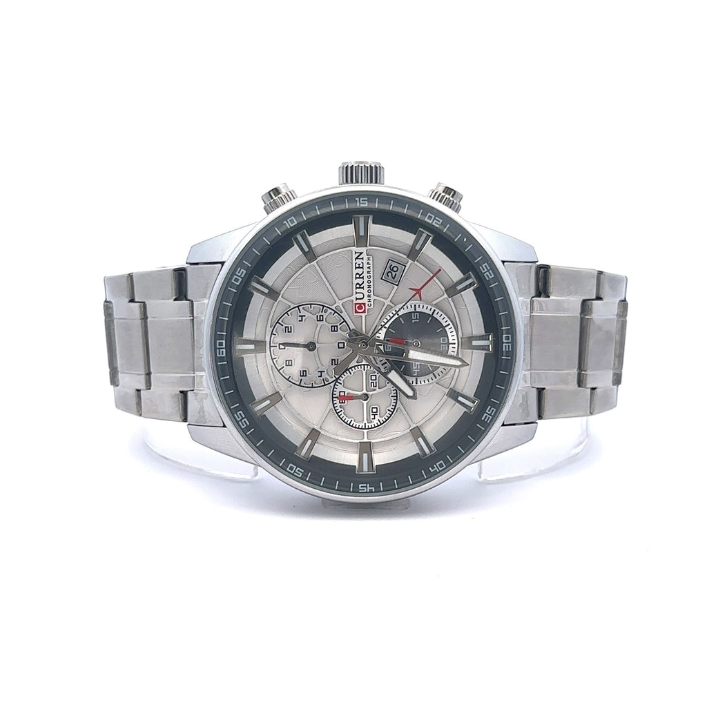 Rhodium Blue Stainless Steel Iced Out Chronograph Watch