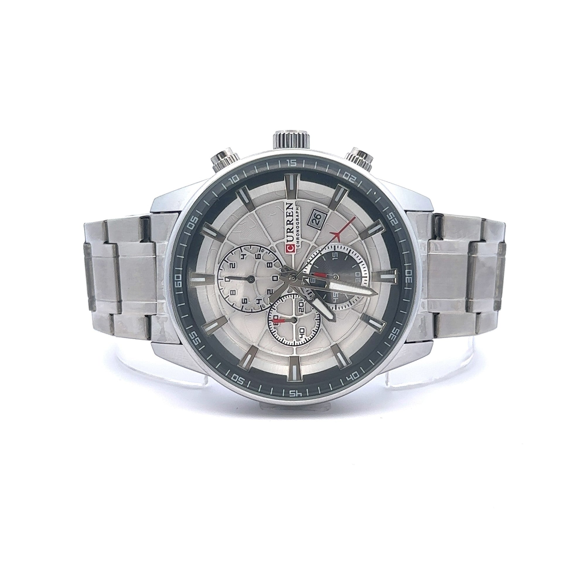 Rhodium Blue Stainless Steel Iced Out Chronograph Watch