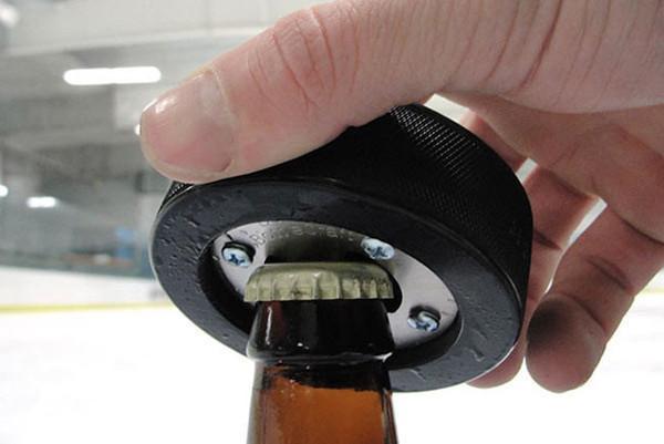 Circle Name & Wedding Party Role, Hockey Puck Bottle Opener