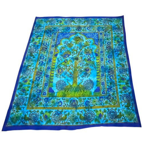 Blue Tree Of Life Peacock Tapestry Wall Hanging Boho Decor