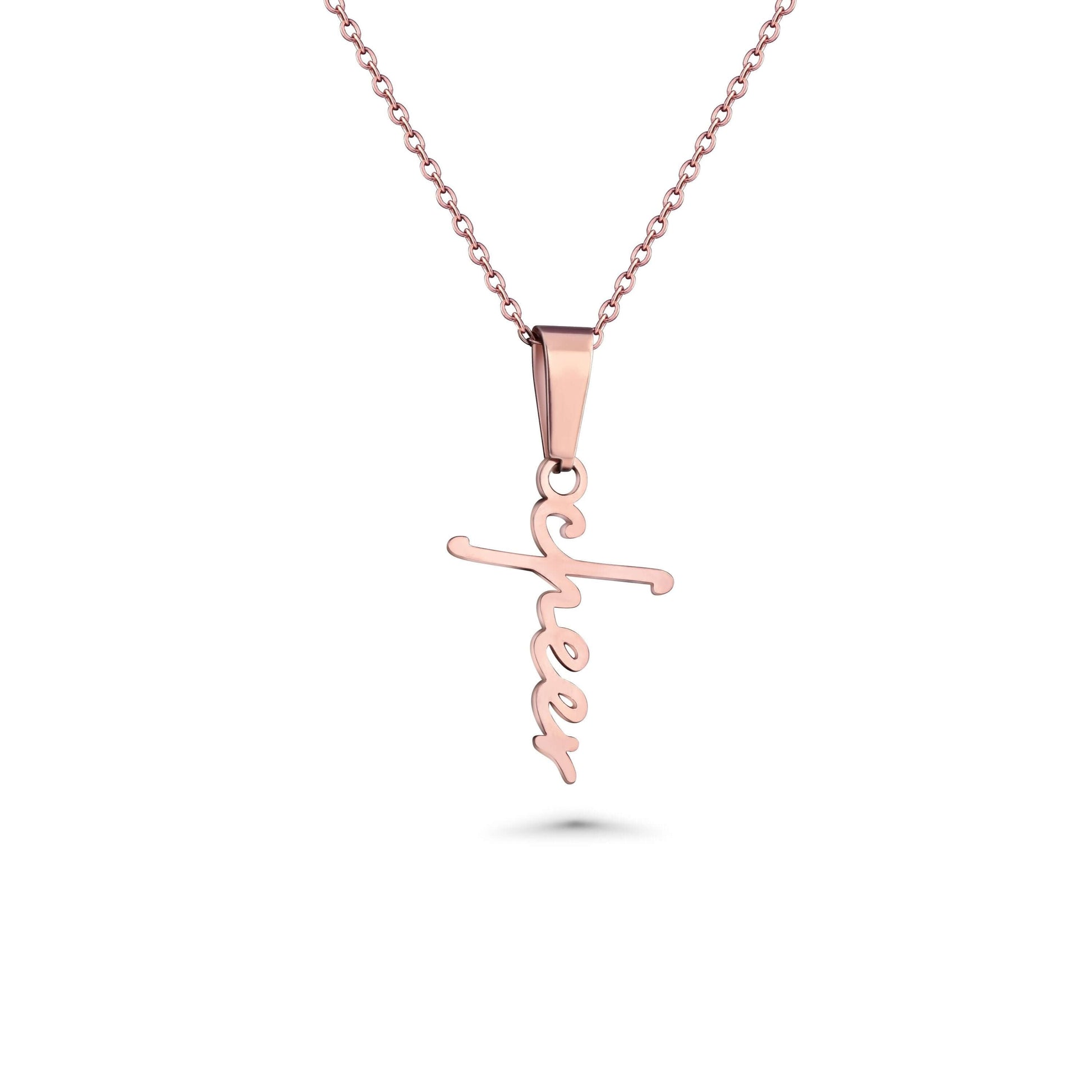Cheer Script Cross Necklace