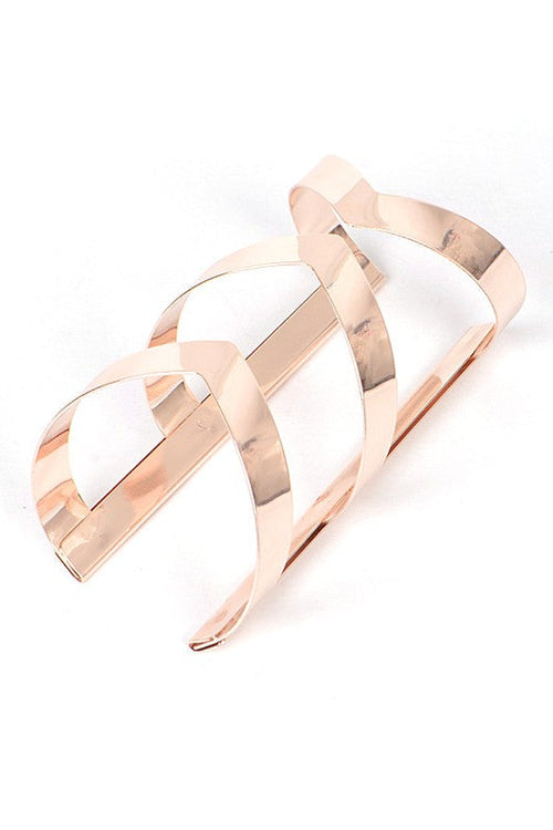 Rose Gold Openwork Adjustable Cuff Bangle For Women