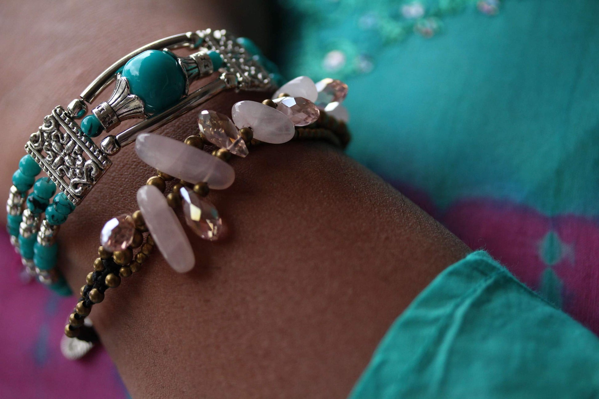 Rose Quartz Beaded Bracelet Romantic Crystal Healing
