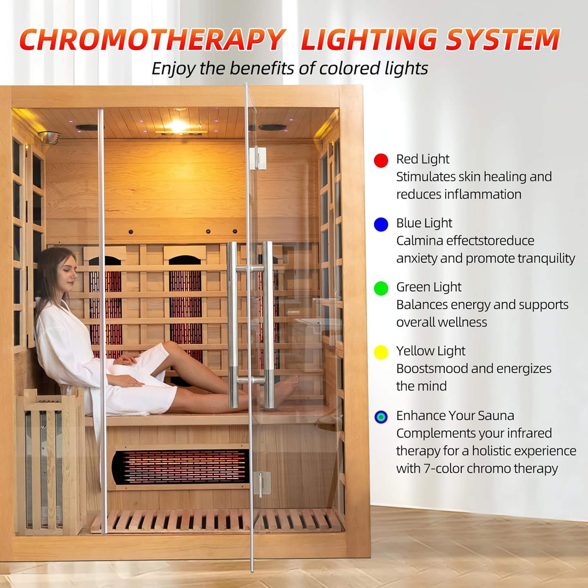 Rövia Aurora 3-Person Indoor Hybrid Sauna Room With Infrared And 4.5KW Steam Heater [Made-To-Order] (SAK41592)