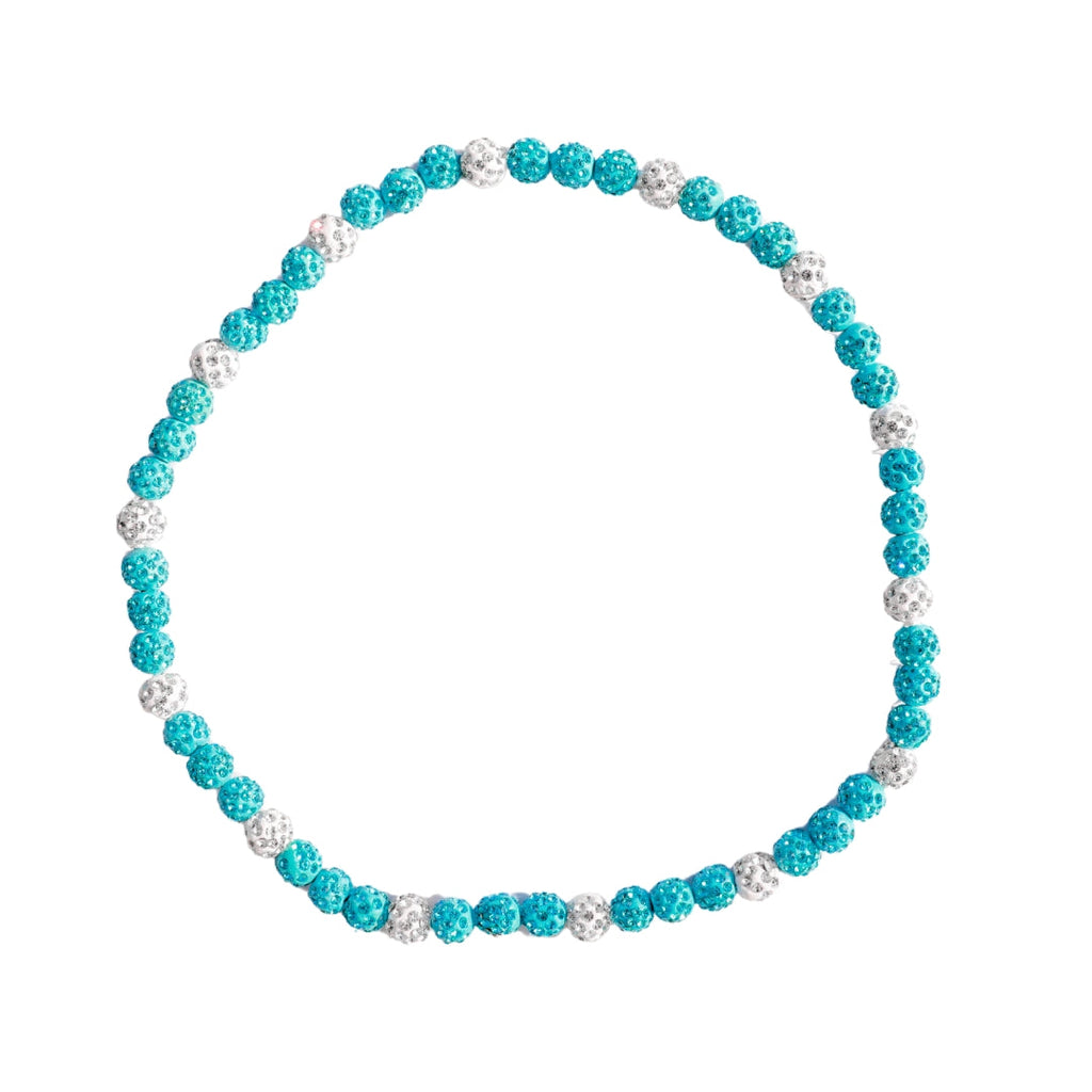 Royal Slugger Iced Out Baseball Bead Necklace | Light Blue & White