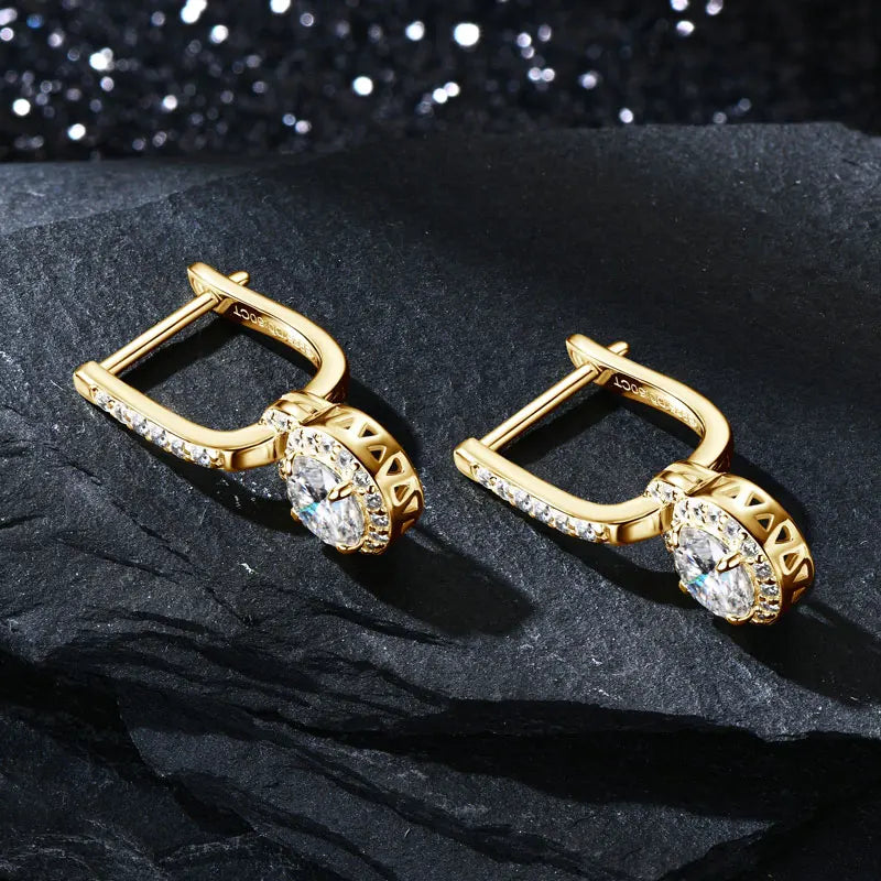 S925 Sterling Silver 0.5ct Moissanite Dangle Hoop Earrings for Women