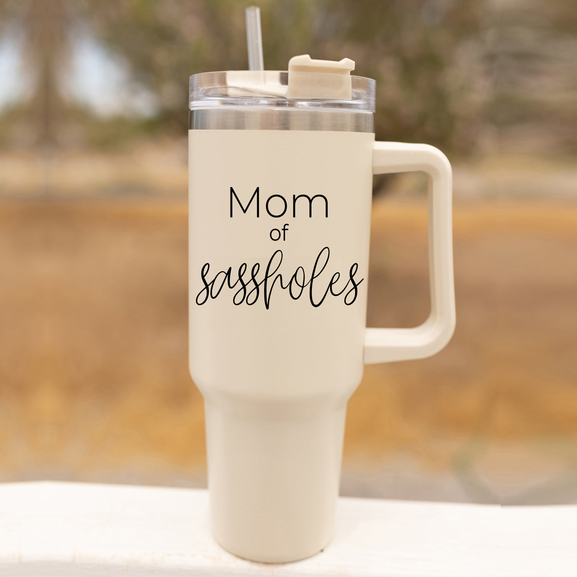 40oz Insulated Travel Tumbler With Handle Lid Straw - Funny Mom Gift Mug