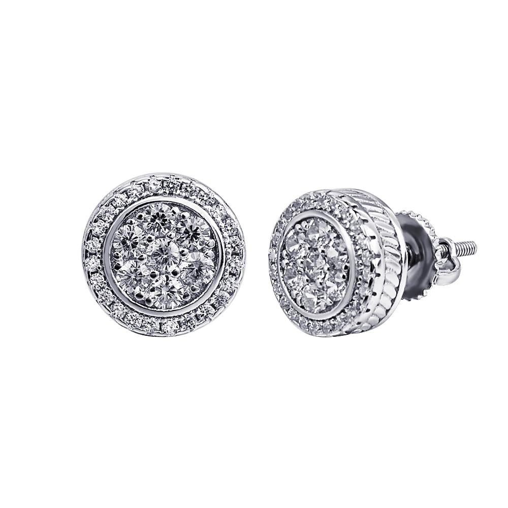 Screw Back Halo Cluster Earrings Secure Sparkle Studs
