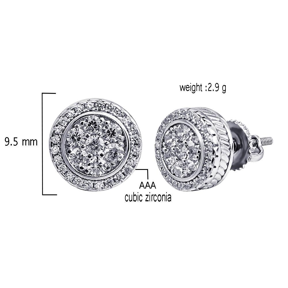 Screw Back Halo Cluster Earrings Secure Sparkle Studs