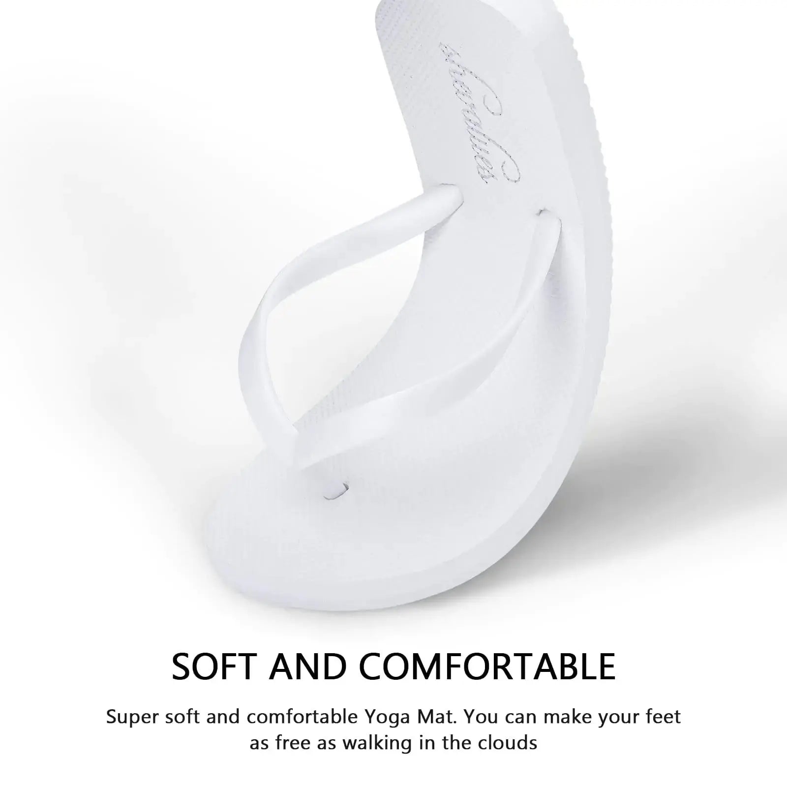 shevalues Slim Flip Flops for Women Beach Rubber Shower Shoes Basic Thong Sandals 5.5-6 White