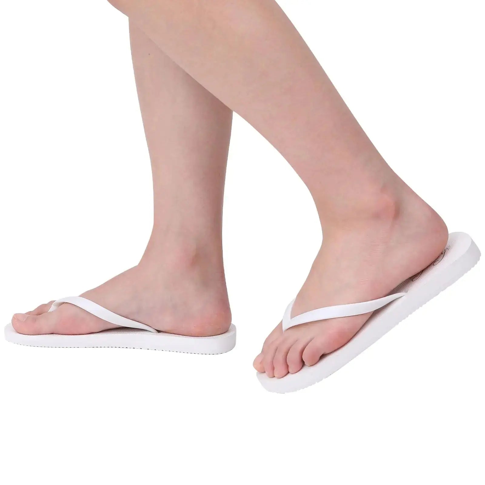 shevalues Slim Flip Flops for Women Beach Rubber Shower Shoes Basic Thong Sandals 5.5-6 White