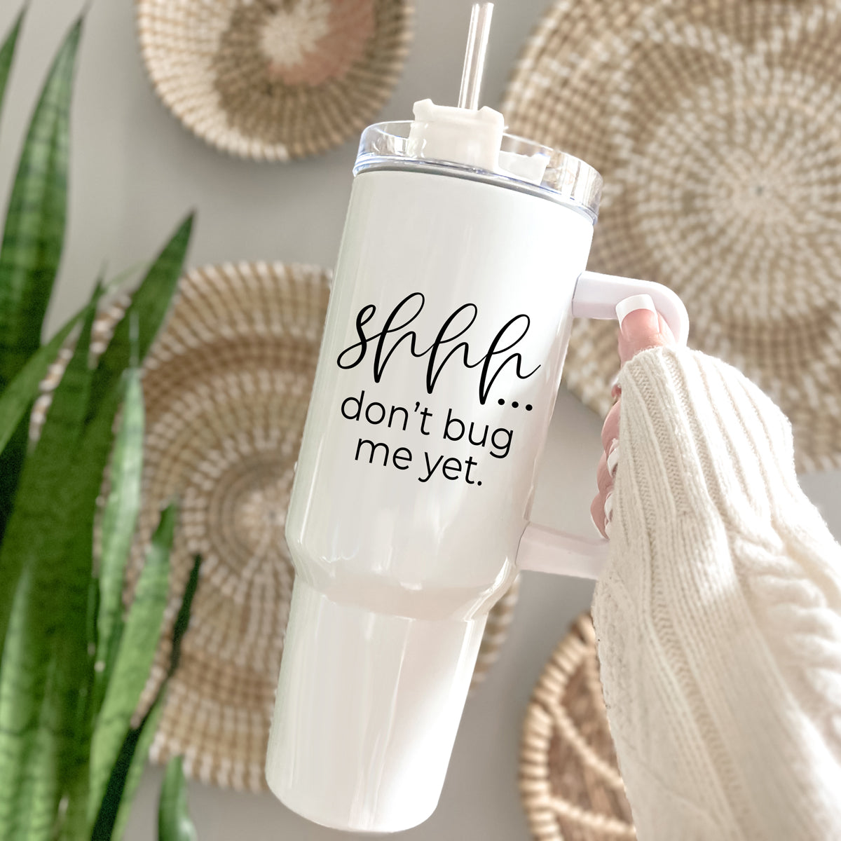 Don't Bug Me 40oz Insulated Tumbler With Handle Lid Straw Travel Mug
