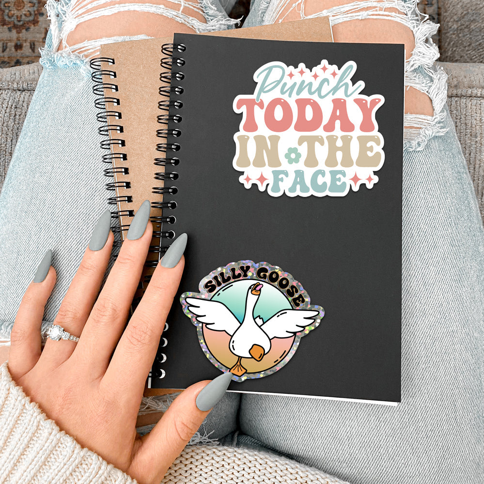 Glitter Die Cut Vinyl Sticker Silly Goose Waterproof Durable For Water Bottles Laptops Journals