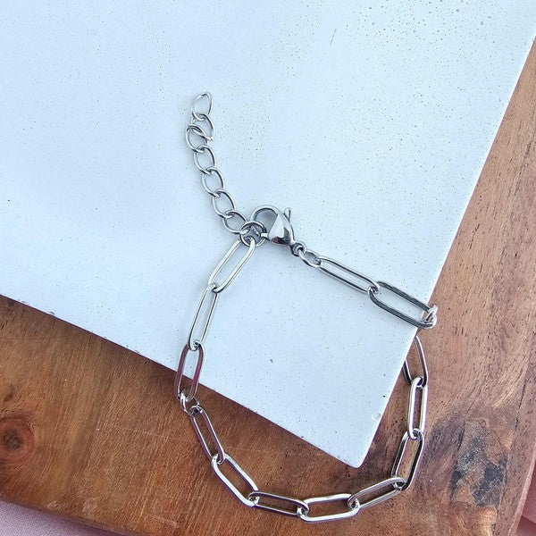 Silver Paper Clip Bracelet Luxe Minimal Everyday Chain