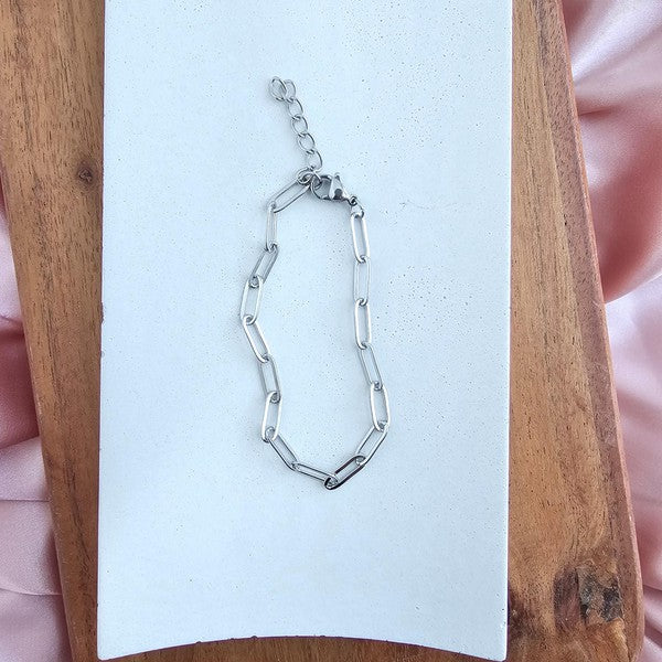 Silver Paper Clip Bracelet Luxe Minimal Everyday Chain