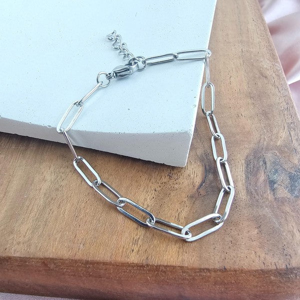 Silver Paper Clip Bracelet Luxe Minimal Everyday Chain