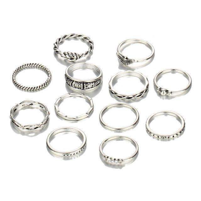 Gold Stacking Ring Set Minimalist Boho Finger Rings