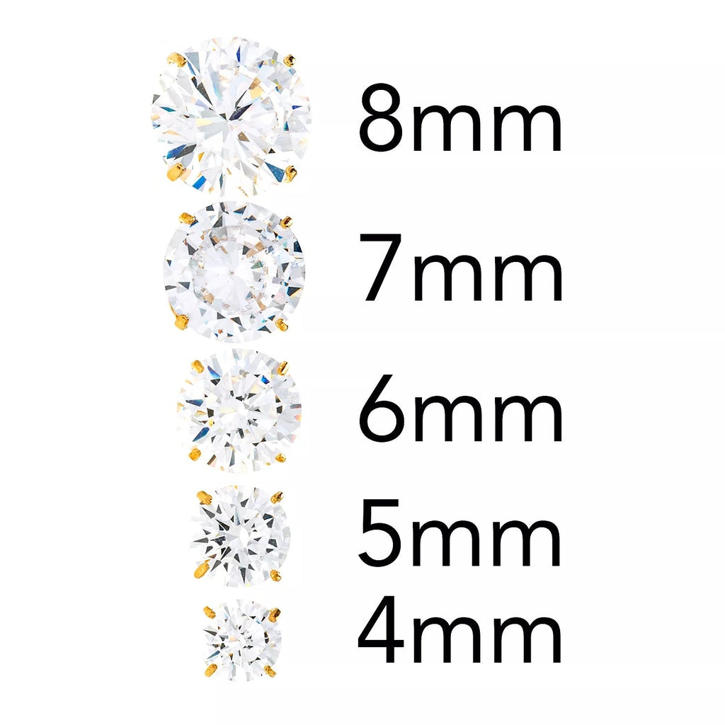 14K White Gold Simulated Diamond Round Stud Earrings