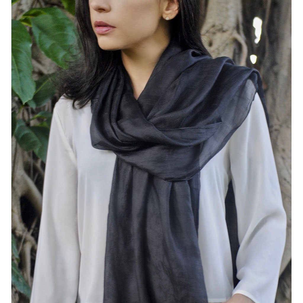 Khmer Silk Scarf Lightweight Handloomed 100 Percent Cambodian Silk Wrap 66in