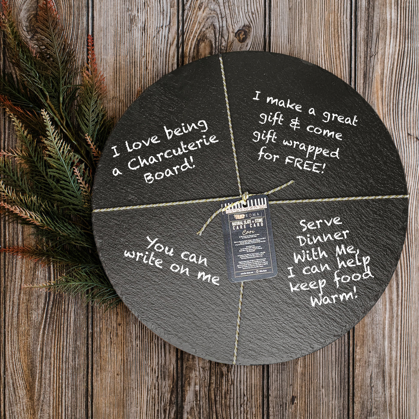Slate Round 14 Inch Cheese Board - Natural Edge Serving Platter