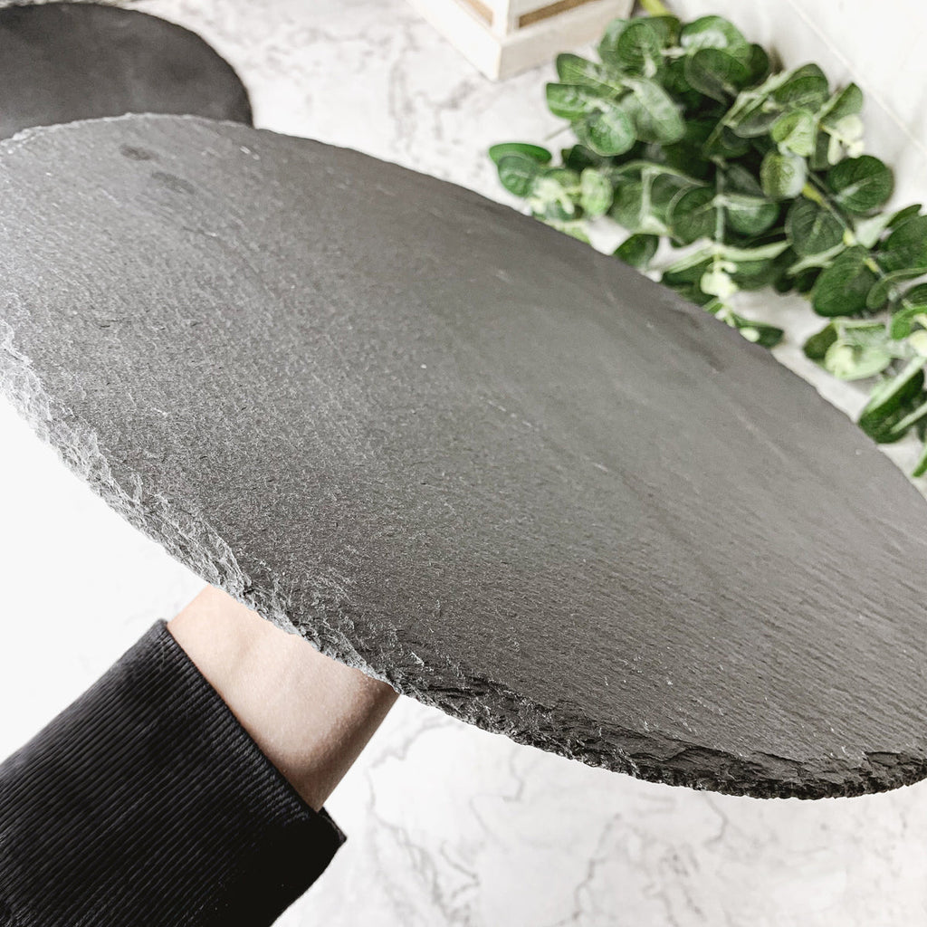 Slate Round 14 Inch Cheese Board - Natural Edge Serving Platter