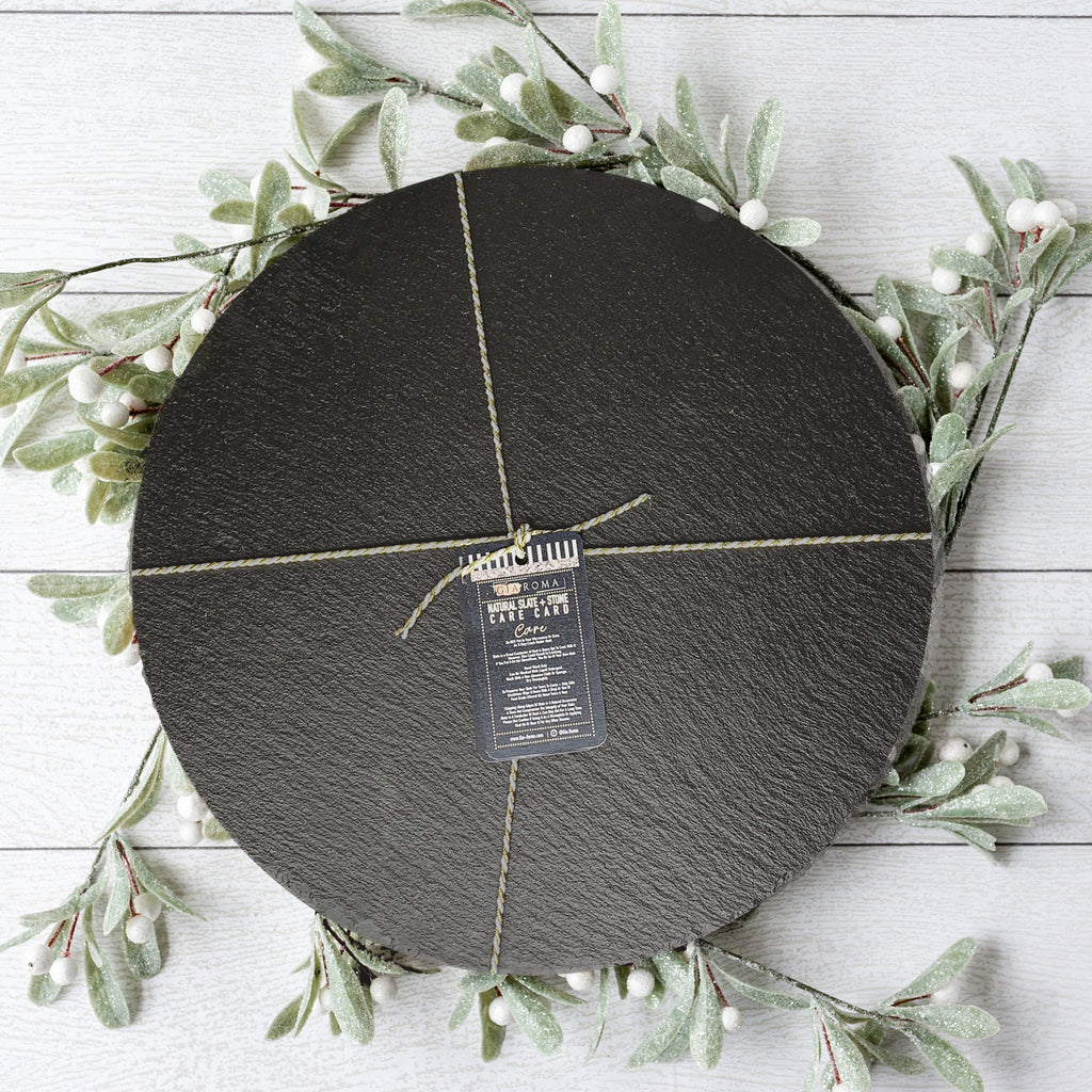 Slate Round 14 Inch Cheese Board - Natural Edge Serving Platter