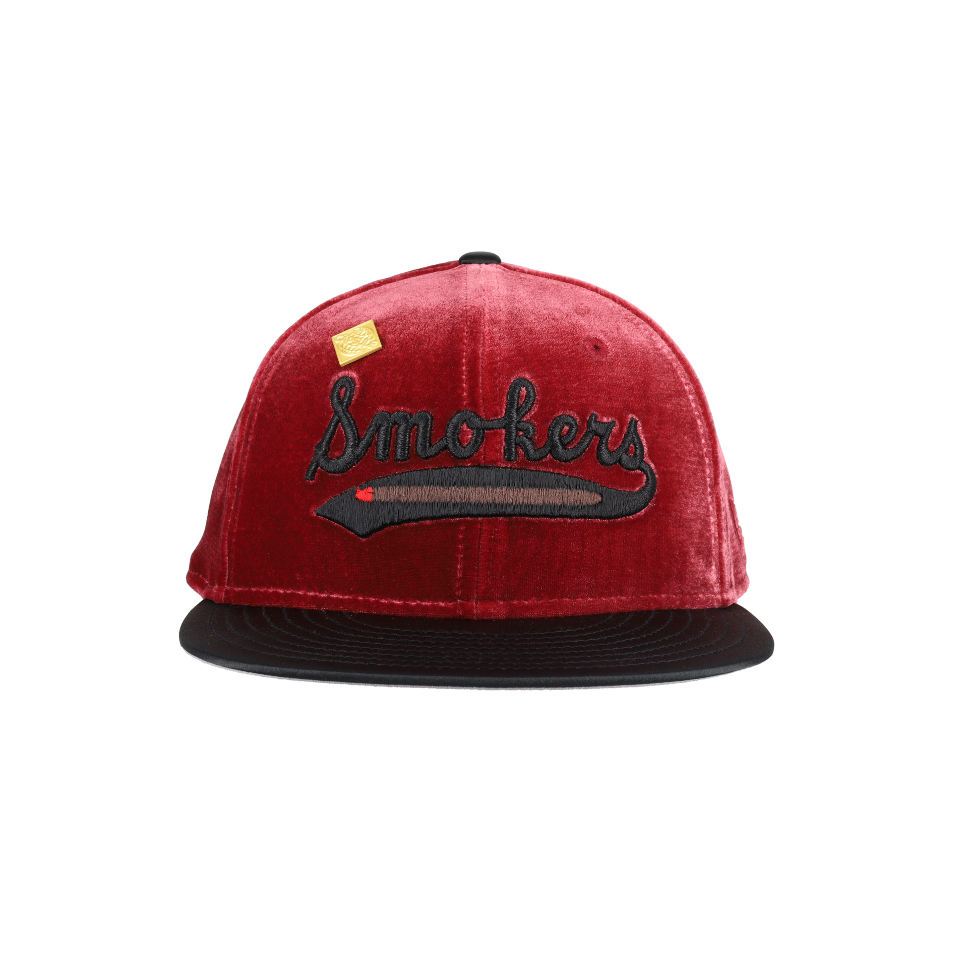 Tampa Smokers Velvet Cap Black Satin Visor NewEra 59Ffity Fitted Hat