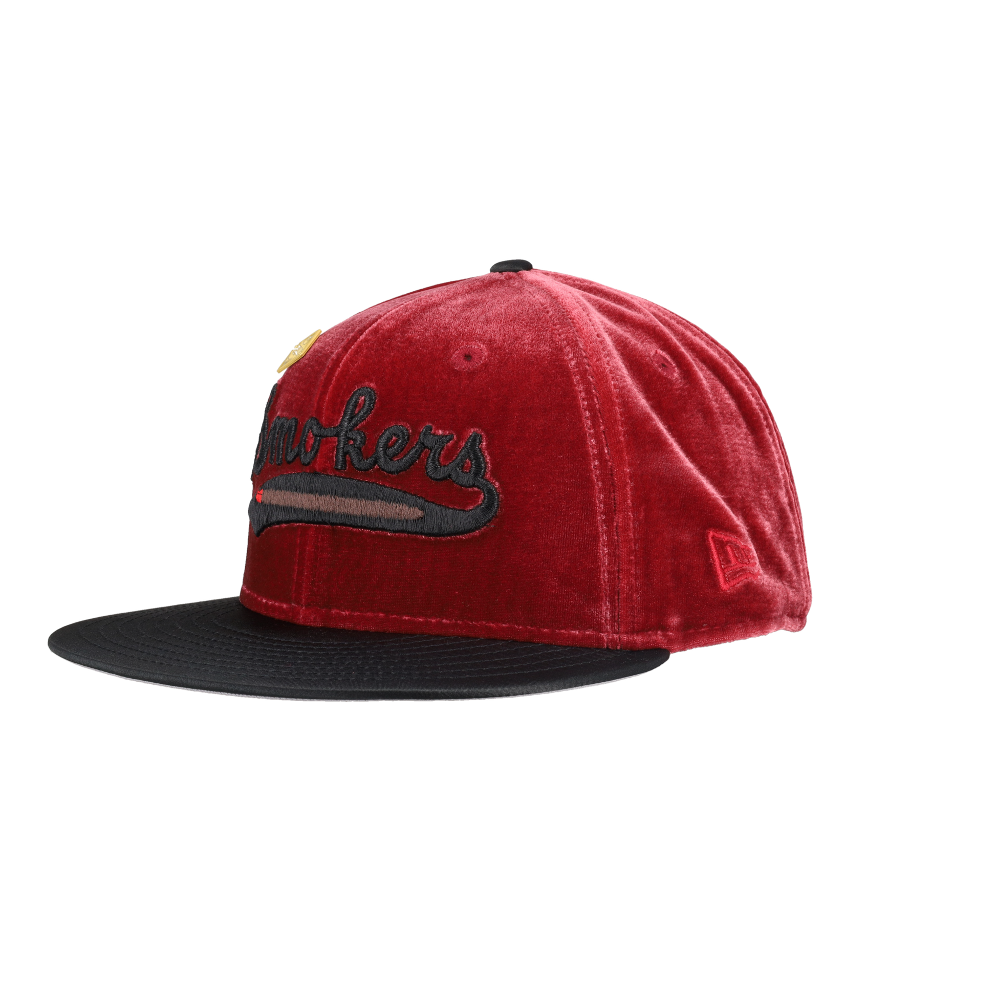 Tampa Smokers Velvet Cap Black Satin Visor NewEra 59Ffity Fitted Hat