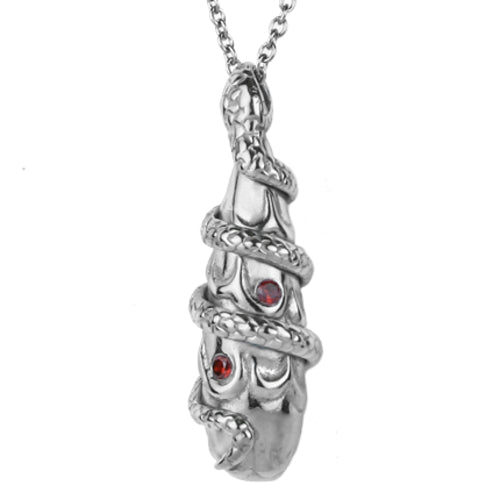 Snake Teardrop Necklace Gothic Silver Serpent Pendant