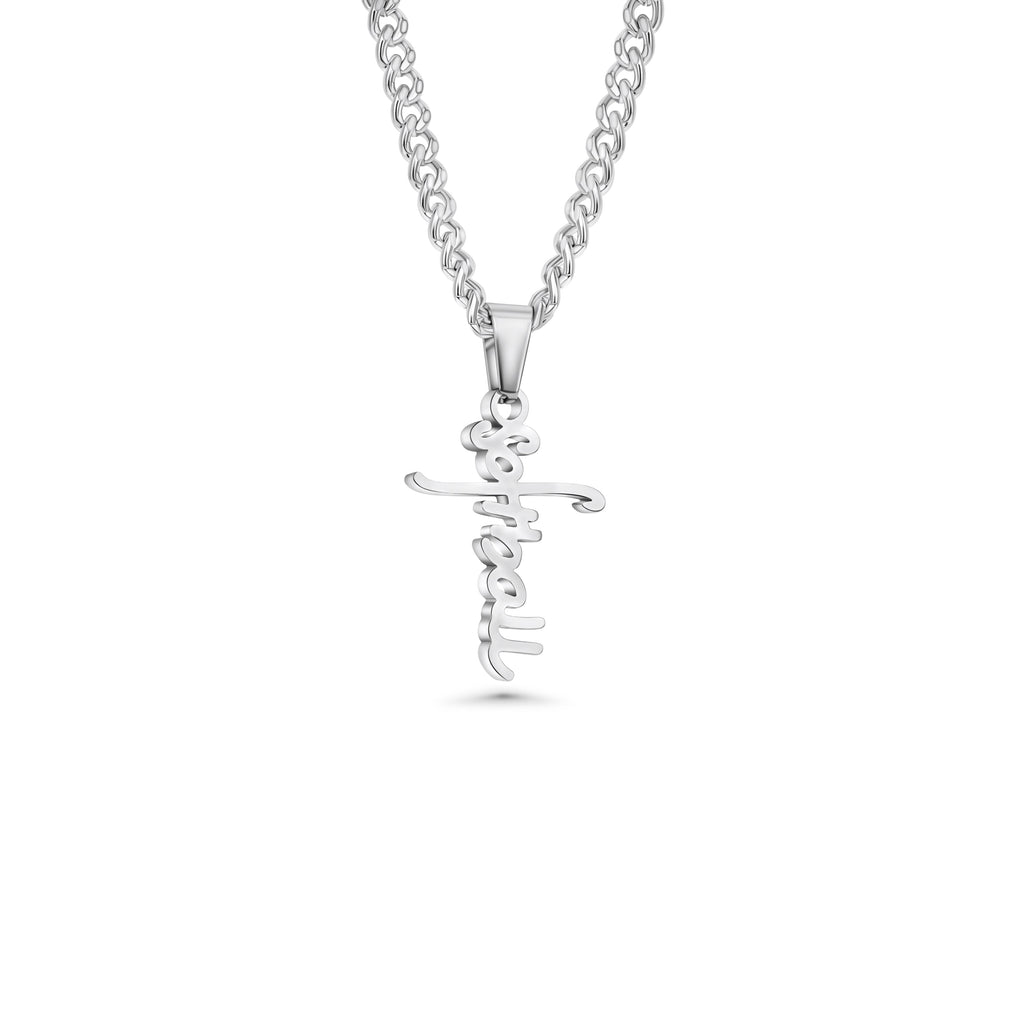 Softball Script Cross Necklace
