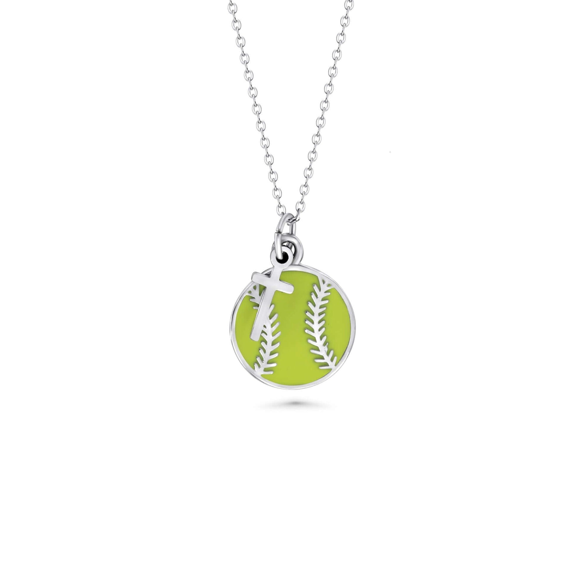 Softball Necklace w/ Dangle Cross