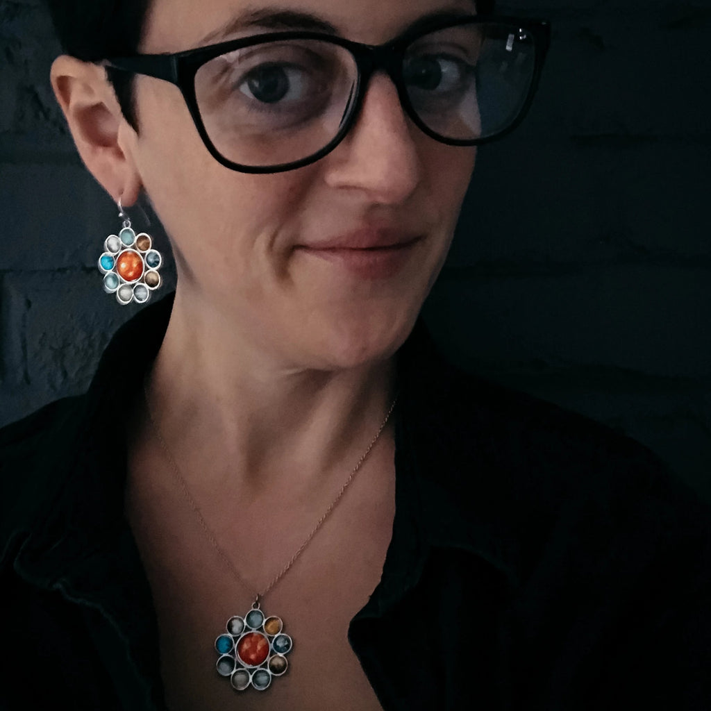 Solar System Halo Dangle Earrings Celestial Jewelry