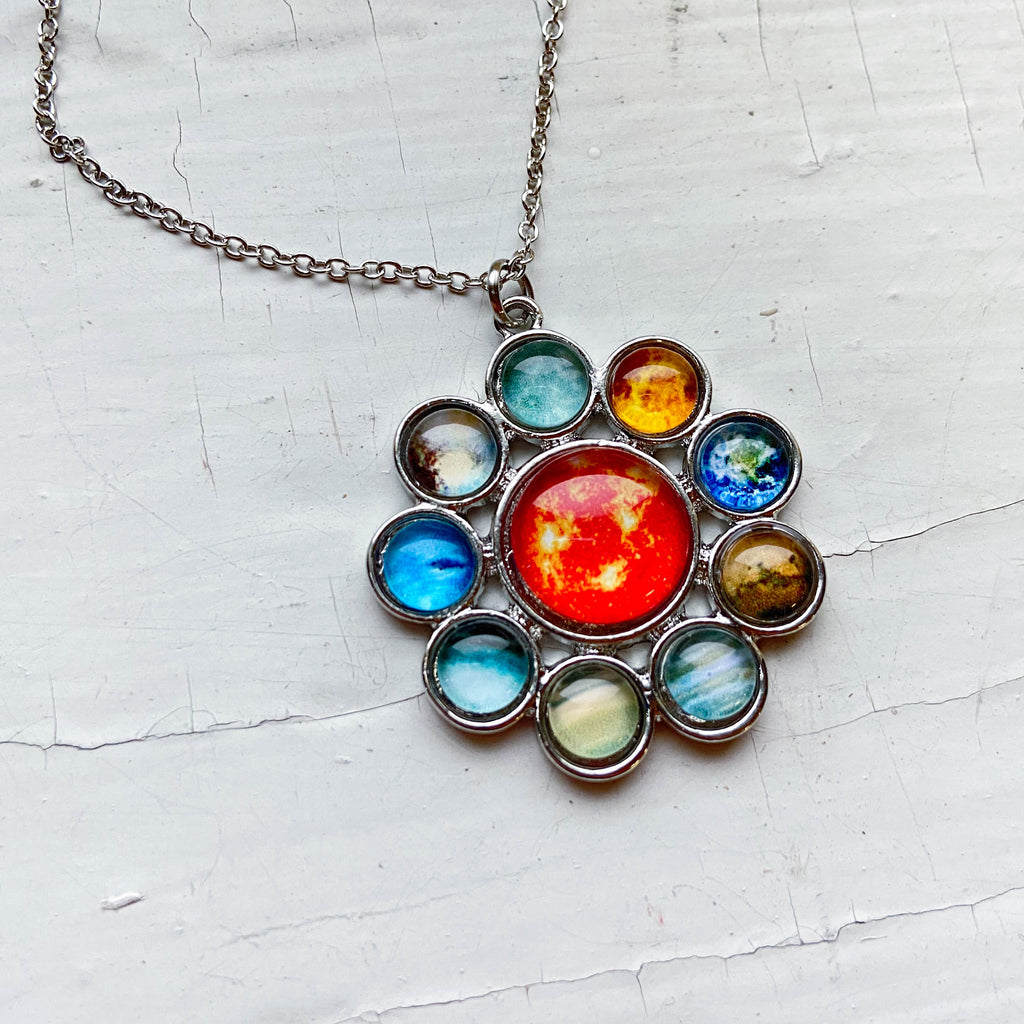 Solar System Halo Necklace And Earrings Jewelry Set