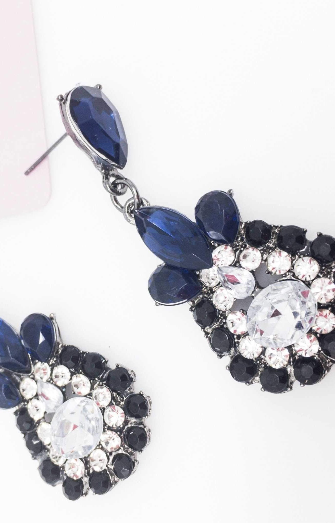 Sparkling Pink Teardrop Dangle Earrings With Crystals