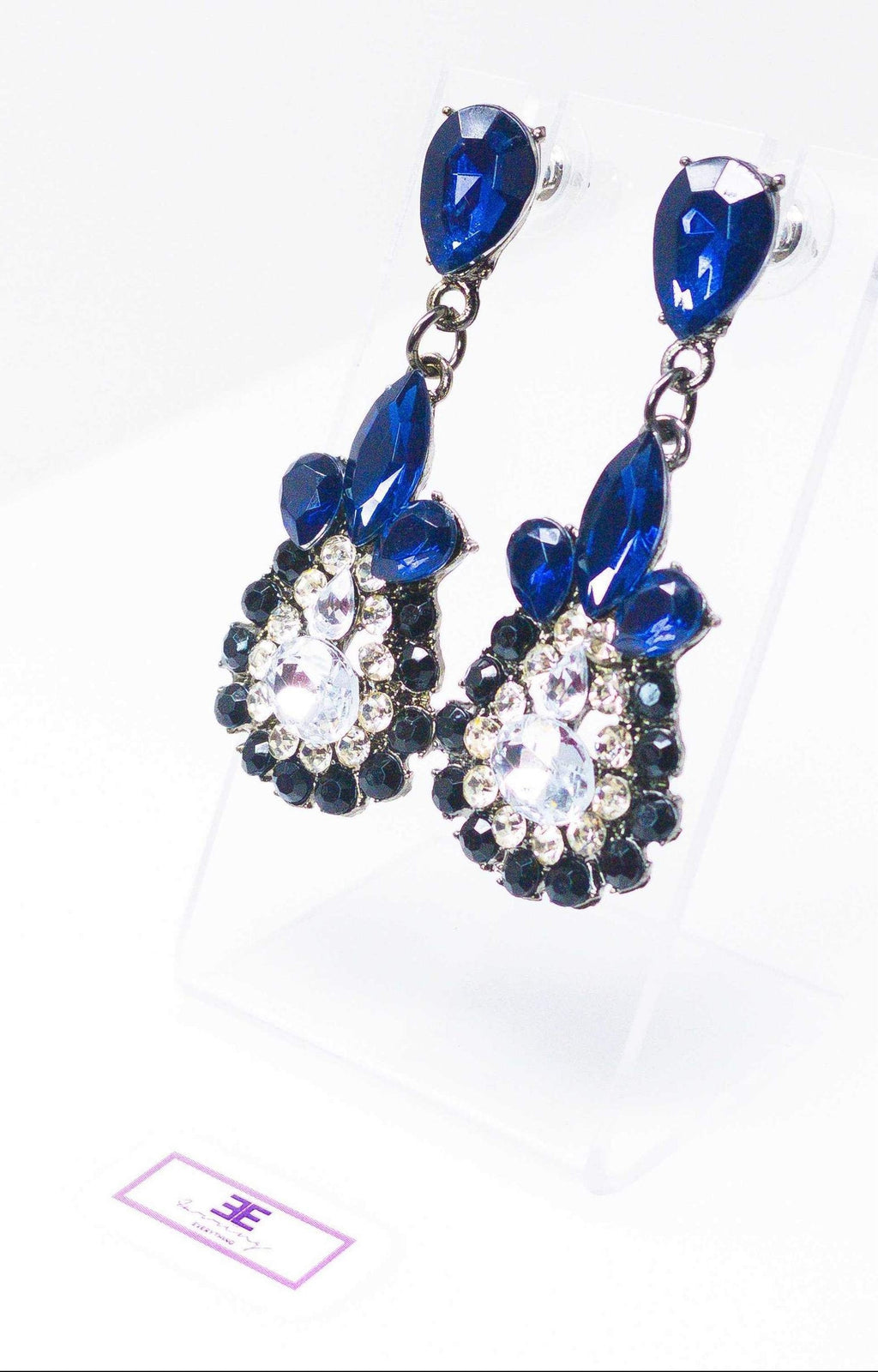 Sparkling Pink Teardrop Dangle Earrings With Crystals