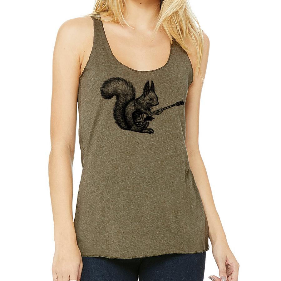 Squirrel Guitar Womens Racerback Tank Top Graphic Soft Fit