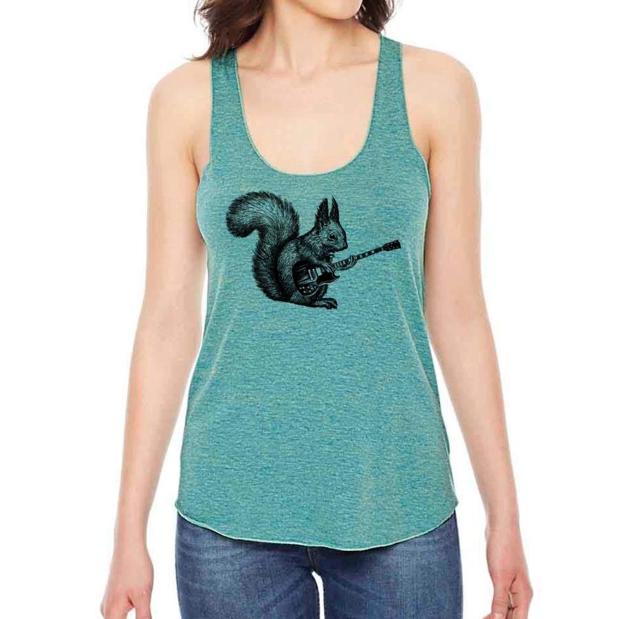 Squirrel Guitar Womens Racerback Tank Top Graphic Soft Fit
