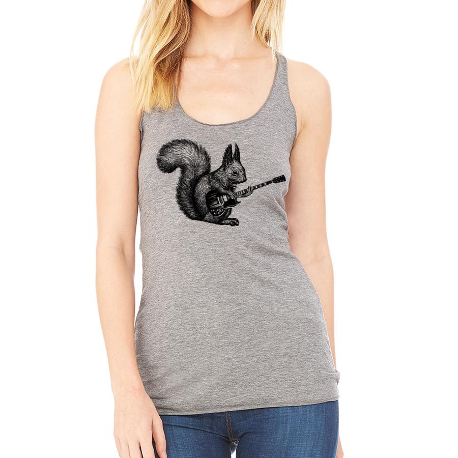 Squirrel Guitar Womens Racerback Tank Top Graphic Soft Fit