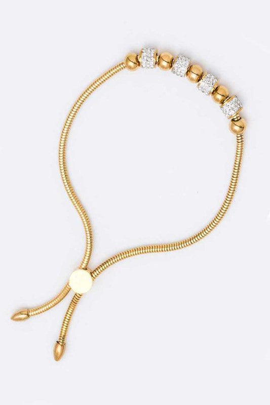 Stainless Steel Bolo Bracelet Adjustable Sliding Bead Chain