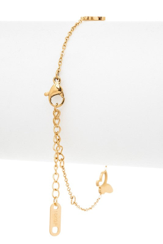 Stainless Steel Butterfly Chain Bracelet With Crystals