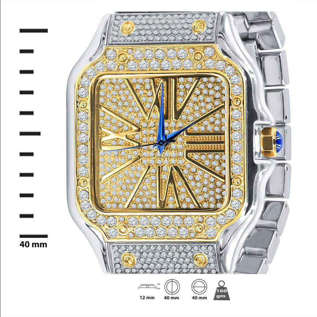 Stainless Steel Crystal Iced Watch And Bracelet Set