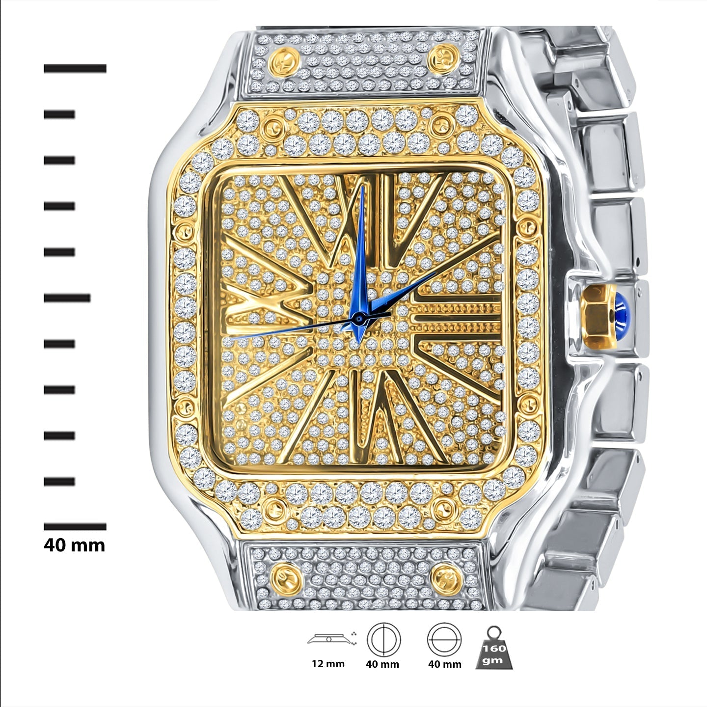 Stainless Steel Crystal Iced Watch And Bracelet Set